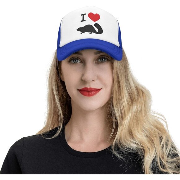 Unisex Blue Heart Beaver Love Hat Mesh Cap Adjustable Trucker Hat Baseball
